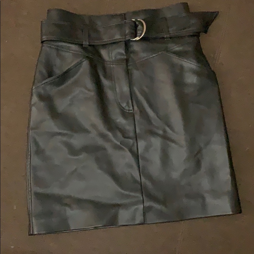 H&M high waisted faux leather black skirt